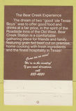 Matchbook Cover - Bear Creek Station Restaurant Arlington? TX 40 Strike