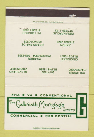 Matchbook Cover - Galbreath Mortgage Company Columbus Dayton OH 40 Strike