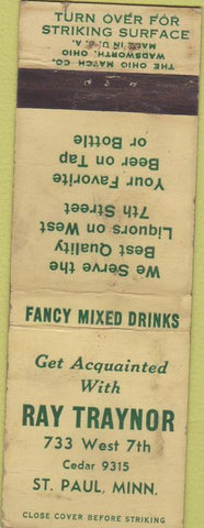 Matchbook Cover - Ray Traynor Liquors St Paul MN WORN