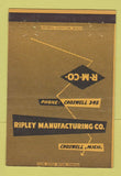 Matchbook Cover - Ripley Manufacturing Croswell MI 40 Strike