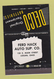 Matchbook Cover - Delco Batteries auto parts Fred Hack Logan OH 40 Stick