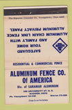 Matchbook Cover - Aluminum Fence of America Warren OH WEAR 40 Strike