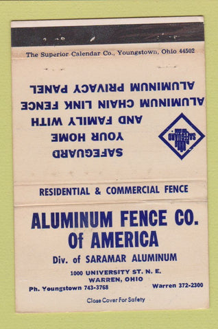 Matchbook Cover - Aluminum Fence of America Warren OH WEAR 40 Strike