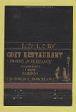 Matchbook Cover - Cozy Restaurant Thurmont MD 40 Strike