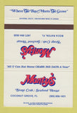 Matchbook Cover - Monty's Stone Crab Seafood House Boca Raton FL 40 Strike