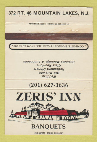 Matchbook Cover - Zeris' Inn Restaurant Mountain Lakes NJ WEAR 40 Strike