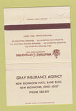 Matchbook Cover - Gray Insurance Agency New Richmond IN Westfield 40 Strike
