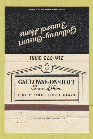 Matchbook Cover - Galloway Onstott Funeral Home Hartford OH 40 Strike