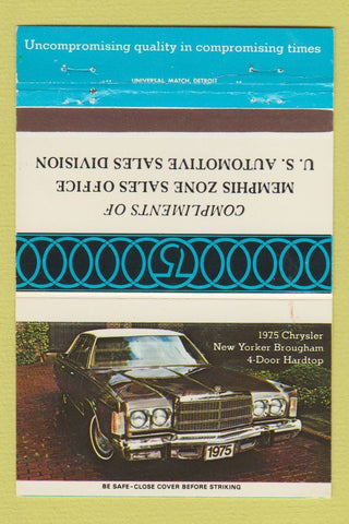 Matchbook Cover - 1975 Chrysler New Yorker Memphis Zone TN 40 Strike