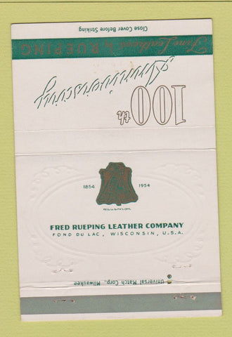 Matchbook Cover - Fred Rueping Leather Fond Du Lac WI 1954 40 Strike