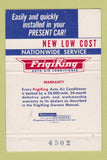 Matchbook Cover - FrigiKing Car Air Conditioner Oakland CA CP Hunt 40 Strike