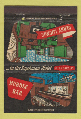 Matchbook Cover - Dyckman Hotel Minneapolis MN Hurdle Derby Bar 40 Strike