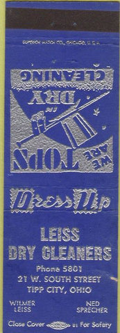 Matchbook Cover - Leiss Dry Cleaners Tipp City OH