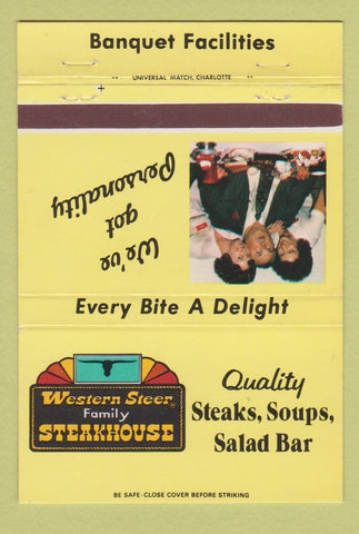 Matchbook Cover - Western Steer Steak House CHAIN NC SC 40 Strike
