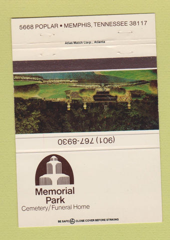 Matchbook Cover - Memorial Park Cemetery Memphis TN 40 Strike