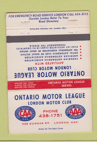 Matchbook Cover - Ontario Motor League London ON 40 Strike