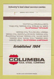 Matchbook Cover - Columbia Tool Steel Chicago Cincinnati Cleveland 40 Strike