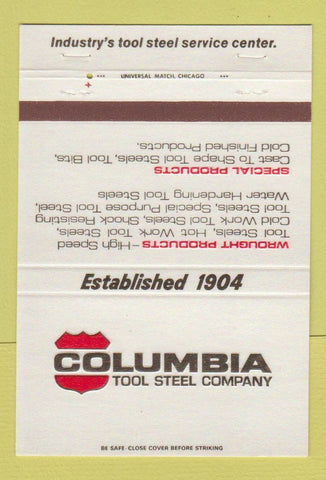 Matchbook Cover - Columbia Tool Steel Chicago Cincinnati Cleveland 40 Strike