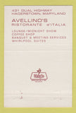 Matchbook Cover - Venice Inn Hagerstown MD Avellino's 40 Strike