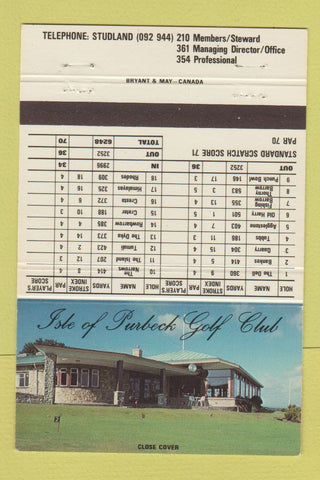 Matchbook Cover - Isle of Purbeck Golf Club Swanage UK WEAR 40 Strike