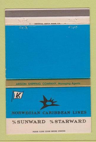 Matchbook Cover - Norwegian Caribbean Lines Arison Shipping 40 Strike