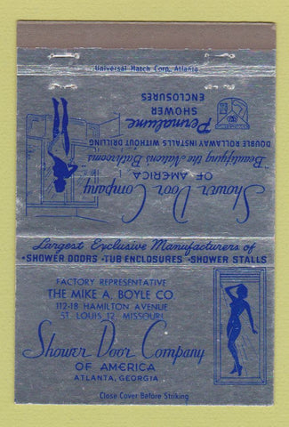 Matchbook Cover - Shower Door Co Atlanta GA St Louis MO girlie 40 Strike