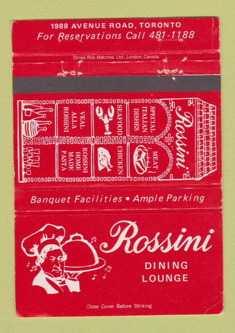 Matchbook Cover - Rossini Restaurant Toronto ON 40 Strike