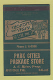 Matchbook Cover - Park Cities Liquor Dallas TX SAMPLE WEAR 40 Strike
