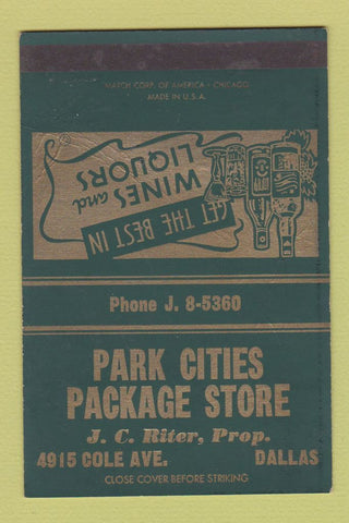 Matchbook Cover - Park Cities Liquor Dallas TX SAMPLE WEAR 40 Strike