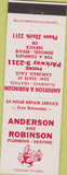 Matchbook Cover - Anderson Robinson Plumbing Heating Carlsbad CA