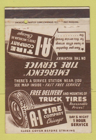 Matchbook Cover - A1 Tire Company Chicago IL 40 Strike