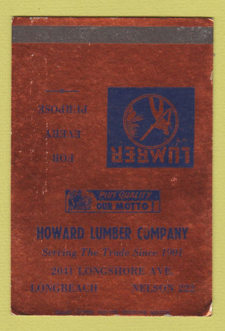 Matchbook Cover - Howard Lumber Company Long Beach CA? SAMPLE WEAR 40 Strike