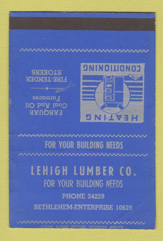 Matchbook Cover - Lehigh Lumber Bethlehem PA SAMPLE WEAR 40 Strike
