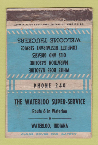 Matchbook Cover - White Rose Marathon oil gas Waterloo IN WORN 40 Strike