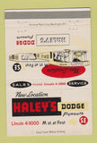 Matchbook Cover - Haley's Dodge Plymouth Washington DC 40 Strike