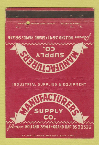 Matchbook Cover - Manufacturers Supply Grand Rapids MI 40 Strike