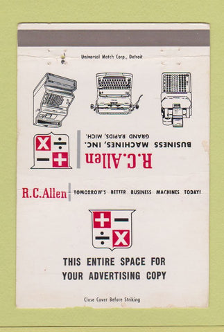 Matchbook Cover - RC Allen Business Machines Grand Rapids MI WORN 40 Strike