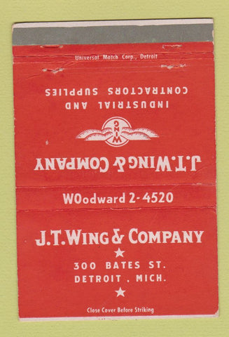 Matchbook Cover - JT Wing Industrial Supply Detroit MI WEAR 40 Strike