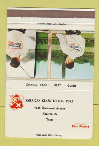Matchbook Cover - American Glass Tinting Houston TX DuPont WEAR 40 Strike