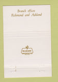 Matchbook Cover - Security Federal Savings Richmond VA 40 Strike