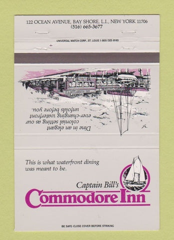 Matchbook Cover - Captain Bill's Commodore Inn Bay Shore LI NY 40 Strike