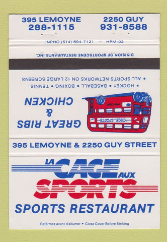 Matchbook Cover - La Cage Aux Sports Brossard QC 40 Strike