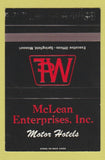 Matchbook Cover McLean Enterprises Motor Hotels Springfield MO SAMPLE 40 Strike