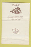 Matchbook Cover - Monty Trainer's Bayshore Restaurant Coconut Grove FL 40 Strike