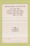 Matchbook Cover - Moss Creek Plantation Hilton Head Island SC BROWN 40 Strike
