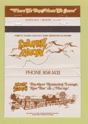 Matchbook Cover - Monty Trainer's Bayshore Restaurant Coconut Grove FL 40 Strike