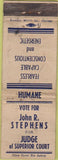 Matchbook Cover - John Stephens Election Judge WORN