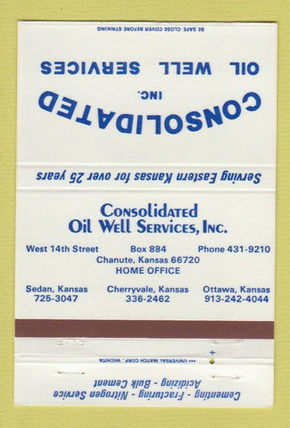 Matchbook Cover - Consolidated Oil Well Services Chanute KS Cherryvale 40 Strike