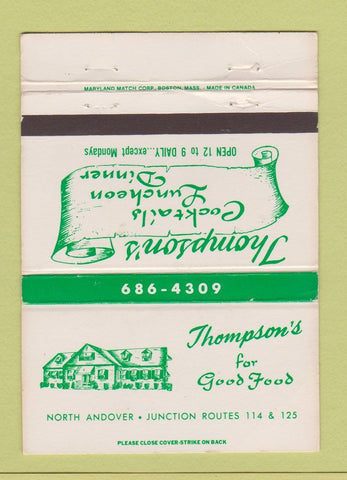 Matchbook Cover - Thompson's Restaurant North Andvoer MA WEAR 40 Strike