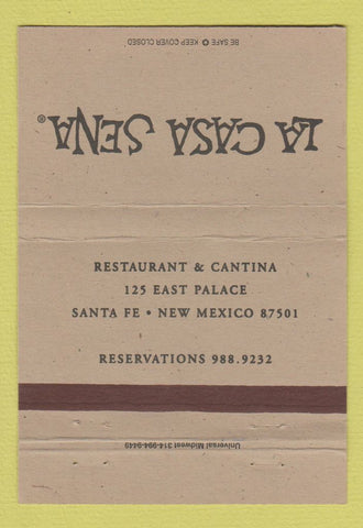 Matchbook Cover - La Casa Sena Santa Fe NM 40 Strike